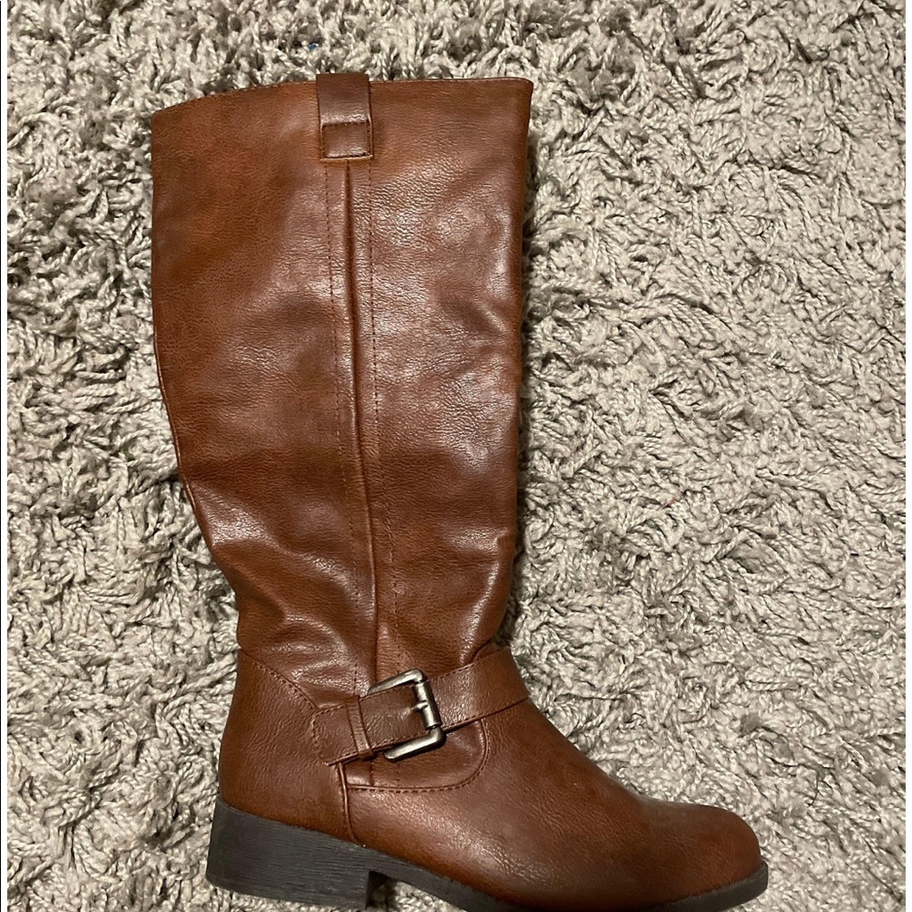 Brown knee high boots